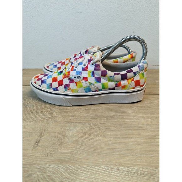 Vans Women’s Shoes Size 5.5 Rainbow Checkered Old Skool Lace Up Off The Wall - Picture 3 of 9
